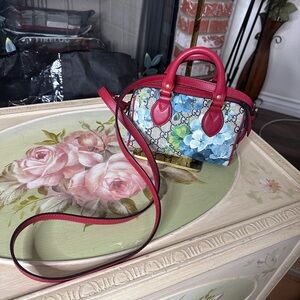 Gucci GG Blooms Mini Boston Bag Red Leather Crossbody